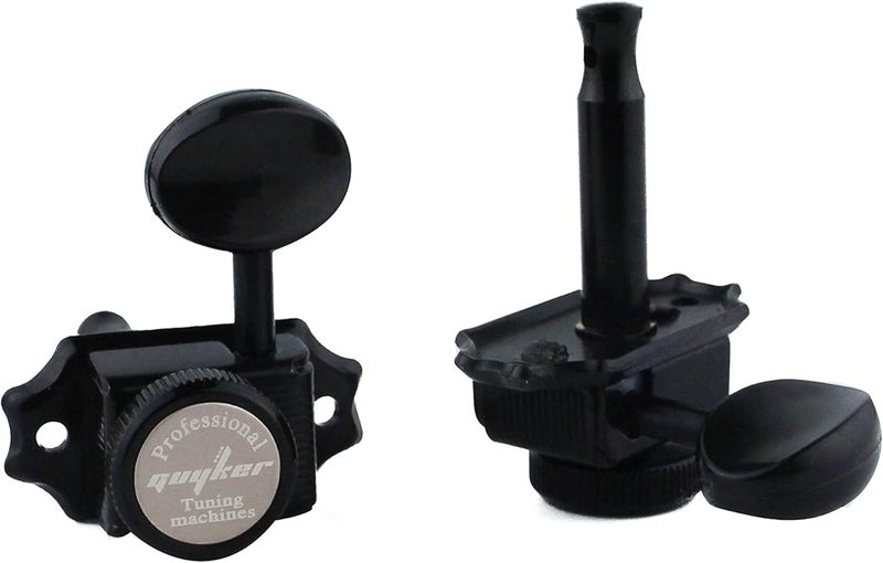 guyker Guitar Locking Tuners (3L + 3R Handed) – Vintage Deluxe Lock String Tuning Key Pegs Machine Heads Replacement Parts for ST TL Style Electric, Folk or Acoustic Guitars – Black - Image 5